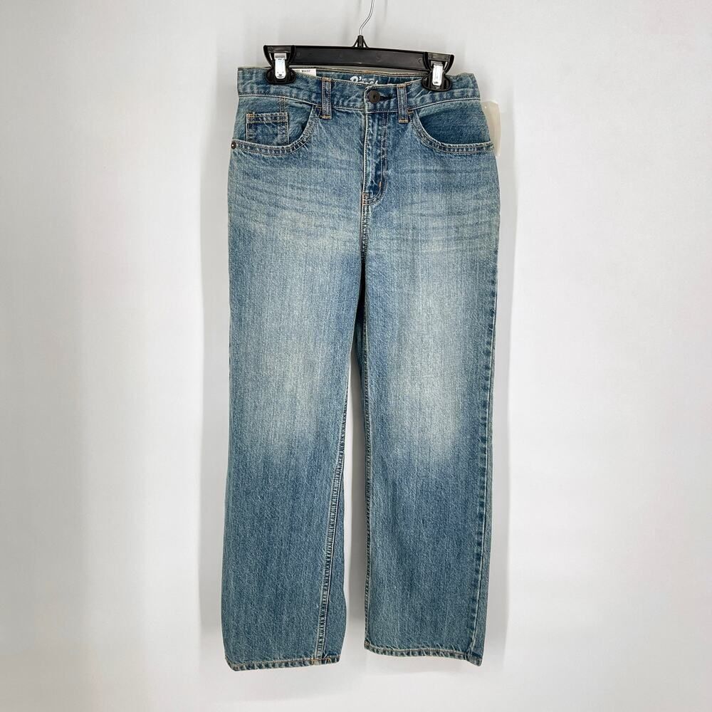 OshKosh NEW Classic E-Z Adjust Waist Straight Leg Denim Blue Jeans Kids Sz 12R